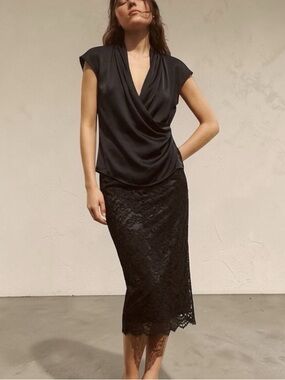 MAX MARA |  Black Silk Draped Blouse Cowl Neck Wrap Style Italian Luxury Top
